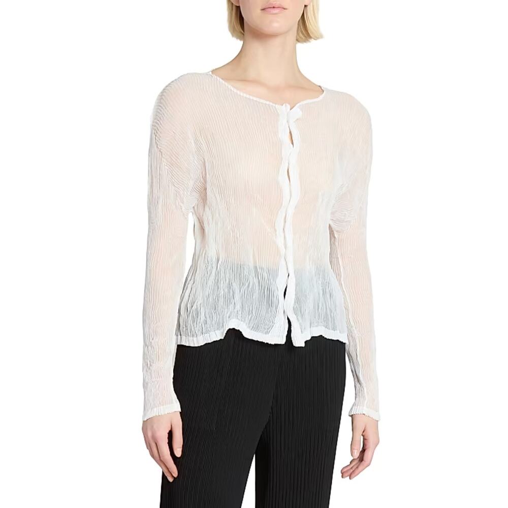 Issey Miyake Blouse 2 Chiffon Twist Plisse Shirt Ruffle Minimalist Luxury Chic
